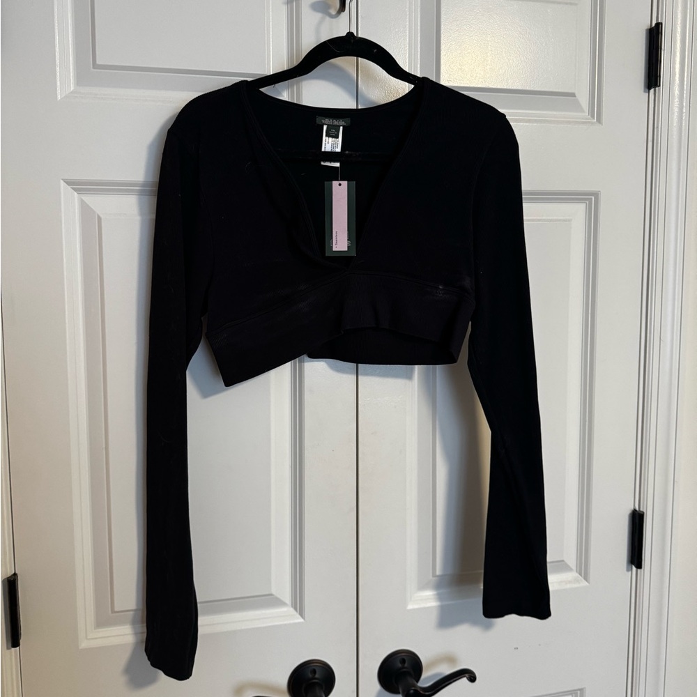 Wild Fable Black Long Sleeve Crop Top